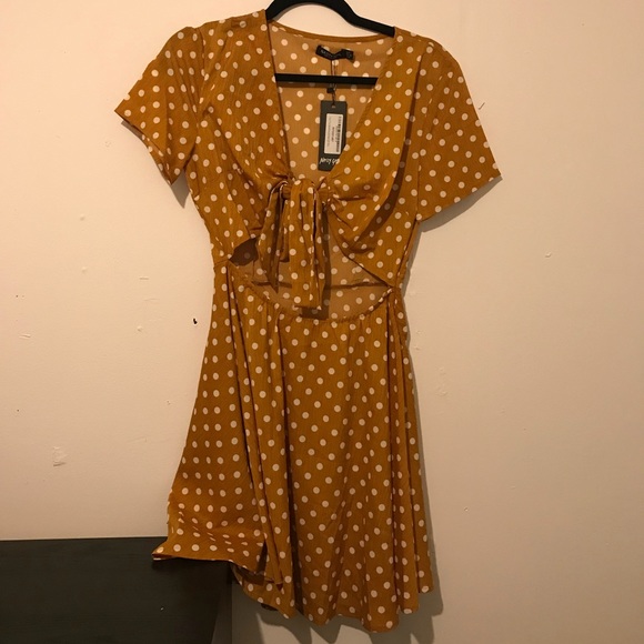 polka dot dress mustard
